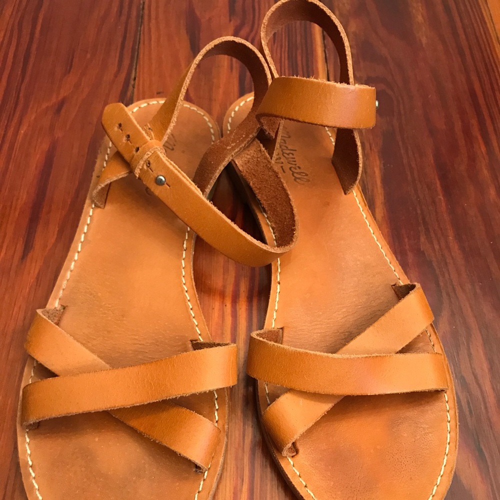 Madewell Leather Ankle Sandals Brown Size 9.5